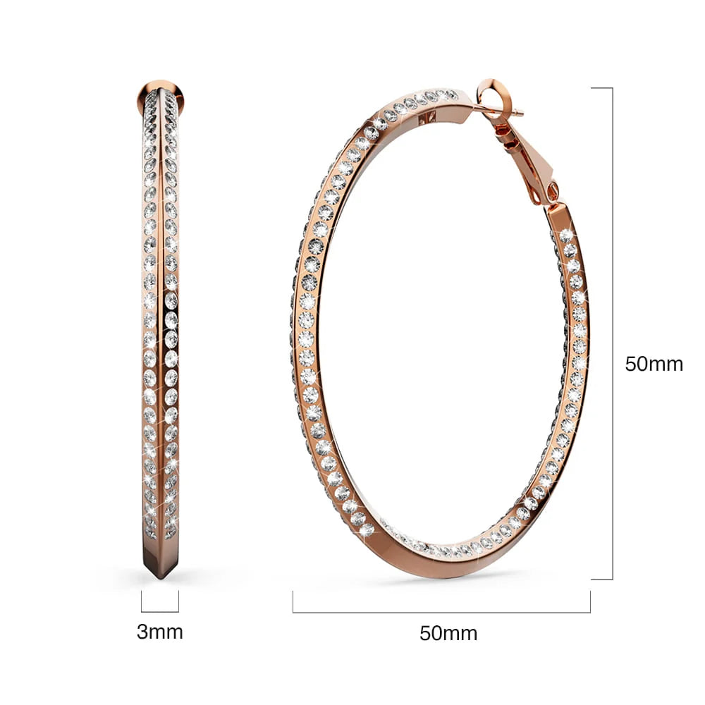 Boxed Endless Crystals 2 Pc Earrings Set Embellished with SWAROVSKI® Crystals In Rose Gold