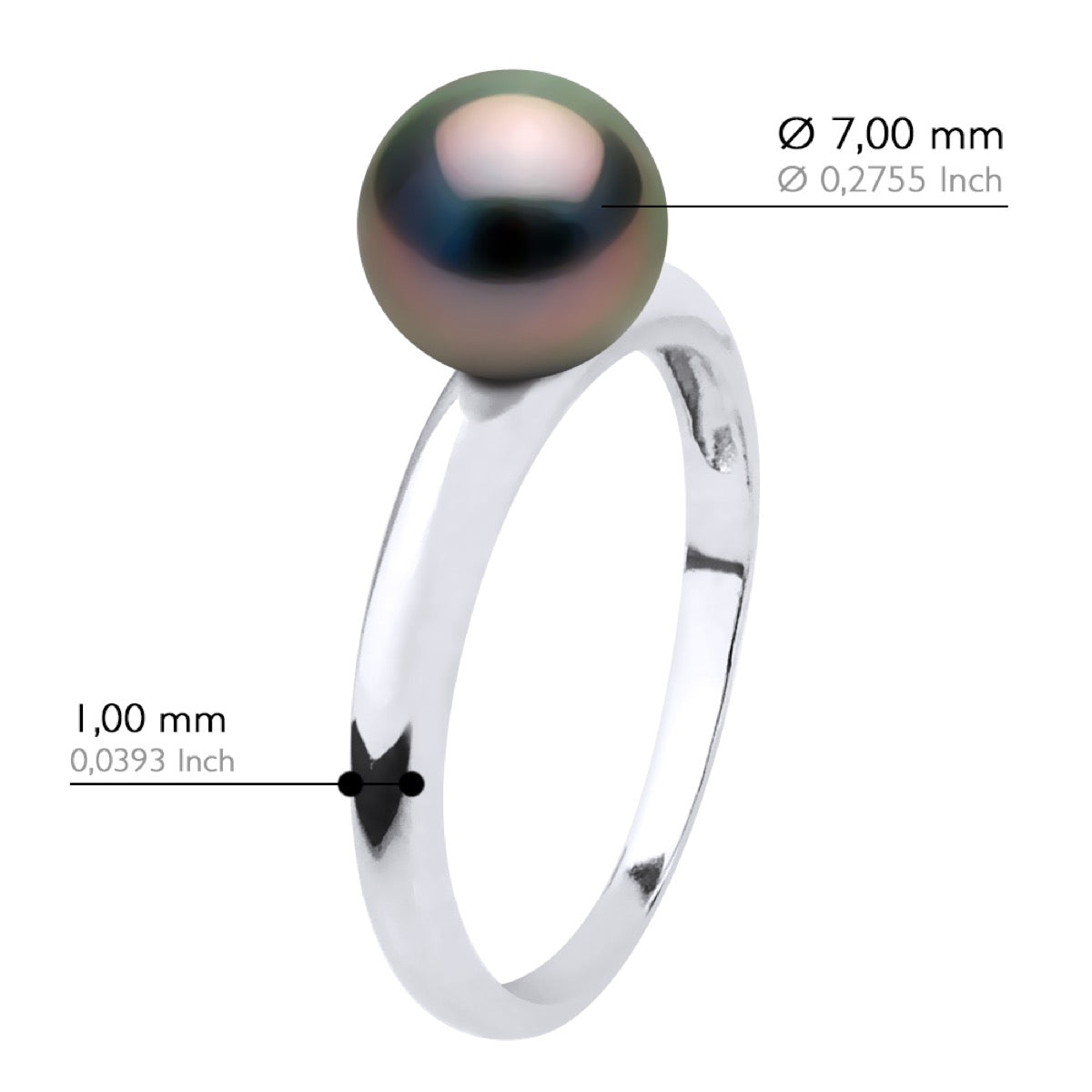 Bangle Ring Real Cultured Tahiti Pearl Round 7,5-8 mm - Longueur 42 cm