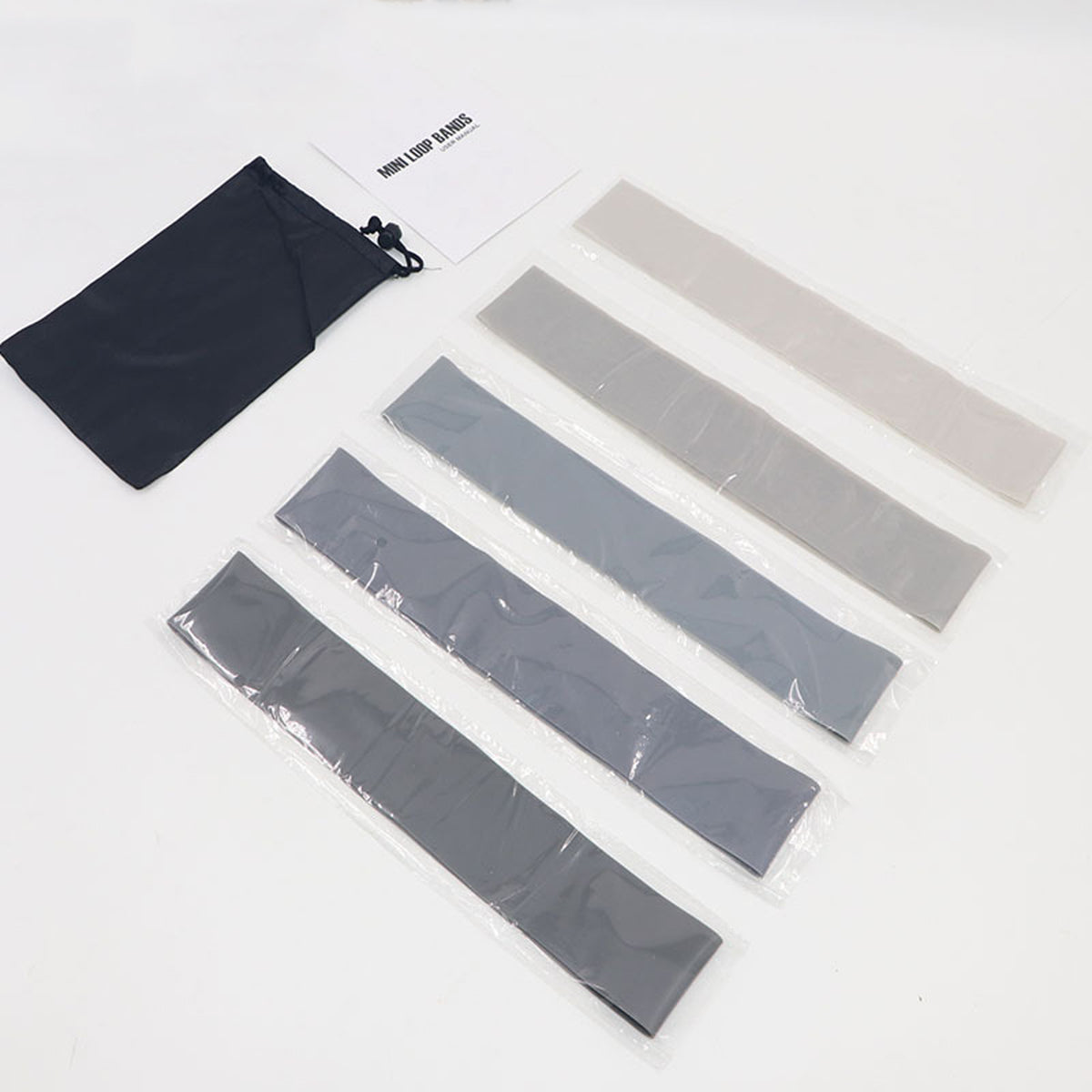 Exercise Pilates Yoga Loop Resistance Band Workout Physio Stretch Aerobics 5 Set - Grey