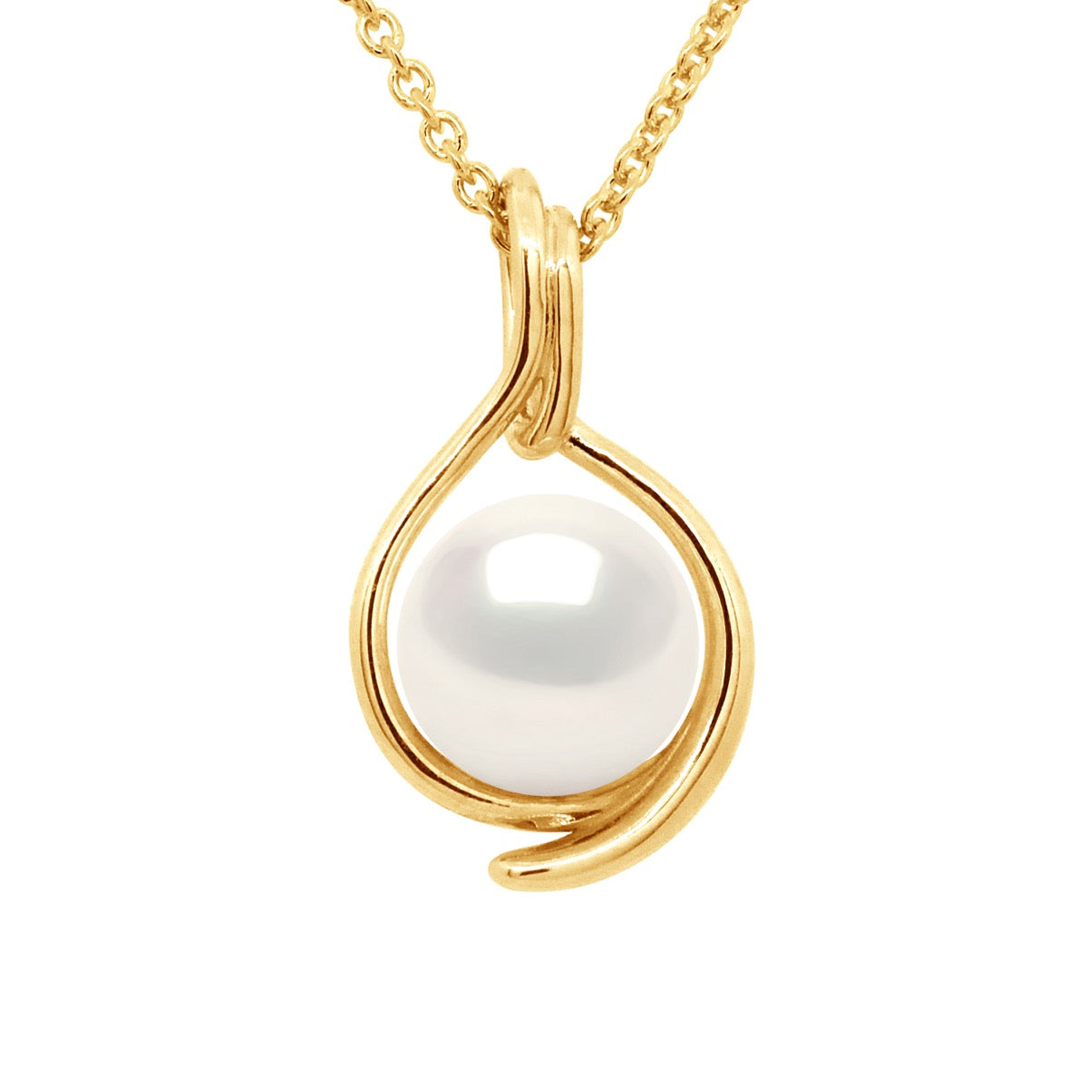 Pendant Both Sides Yellow Gold - Natural White - Longueur 42 cm
