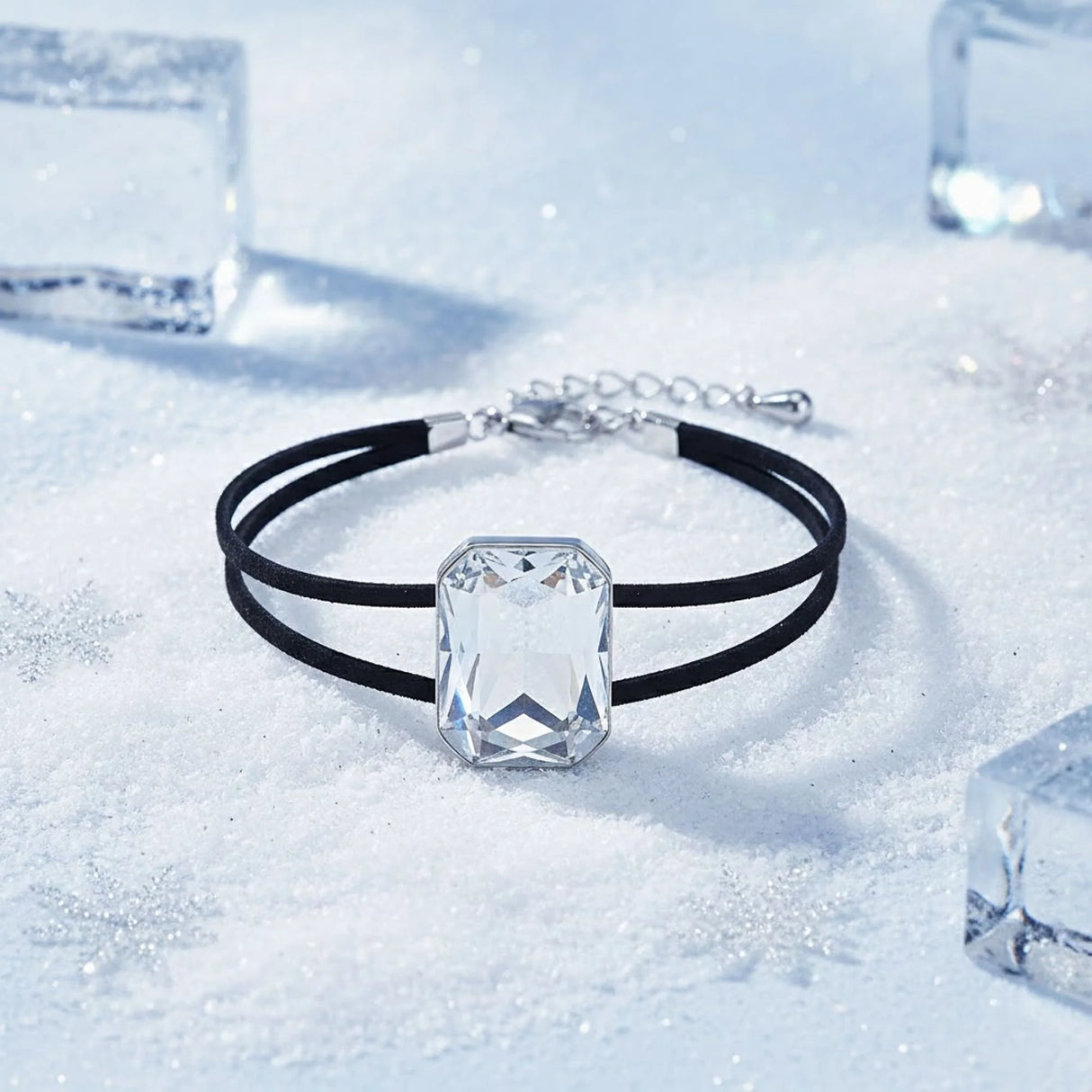 Krystal Couture Emerald-Cut Crystal Double Strap Bracelet Embellished with Swarovski Crystals