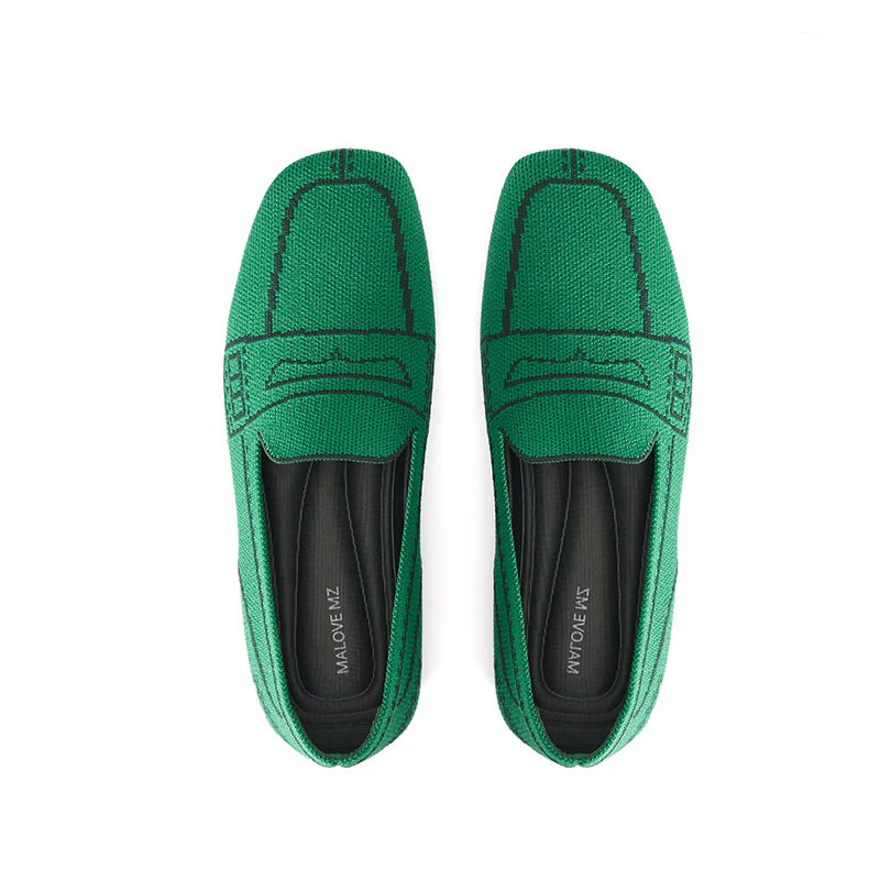 Comfortable Slip On Square Toe Loafers - Green