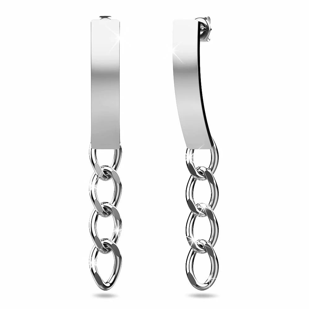 Bullion Gold Royal Chain Stud Earrings in White Gold