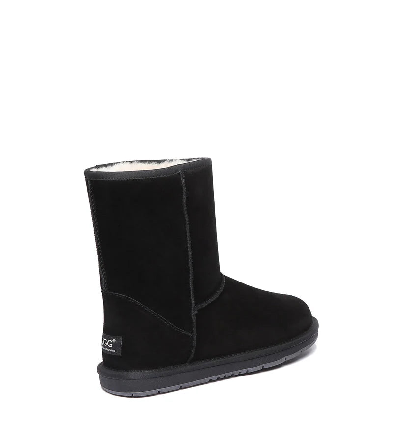 Short Classic Suede Boots in Black