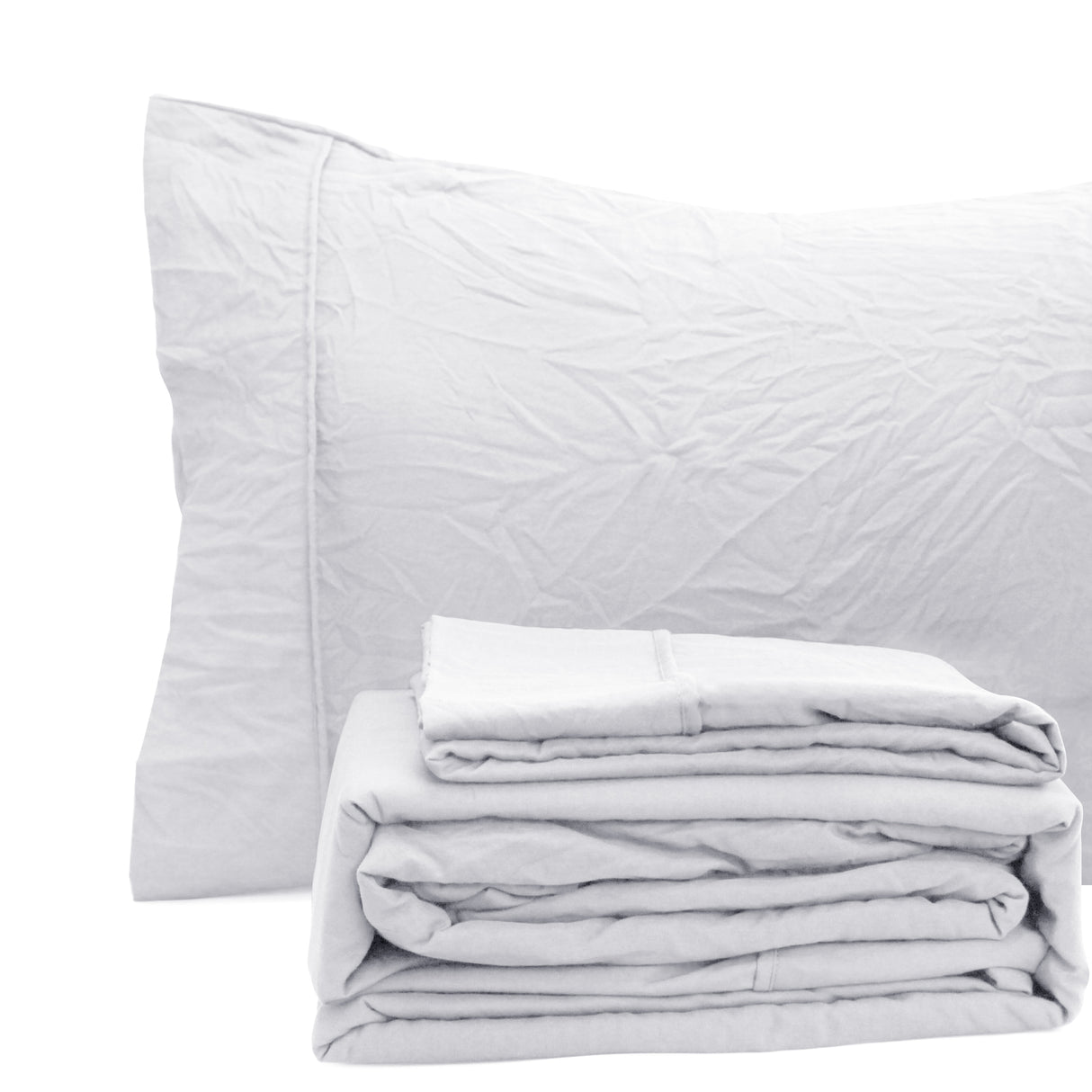 Ramesses Pebble Wash Linen Alternative Sheet Set - White