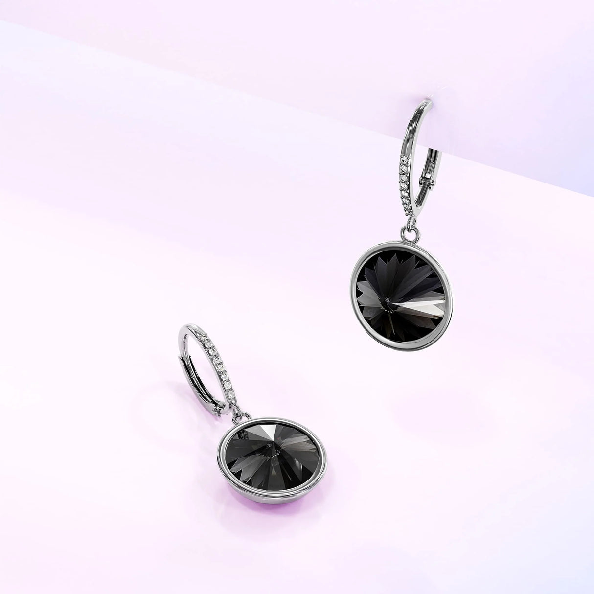 Krystal Couture Precious Drop Earrings Silver Night Embellished with SWAROVSKI Crystals