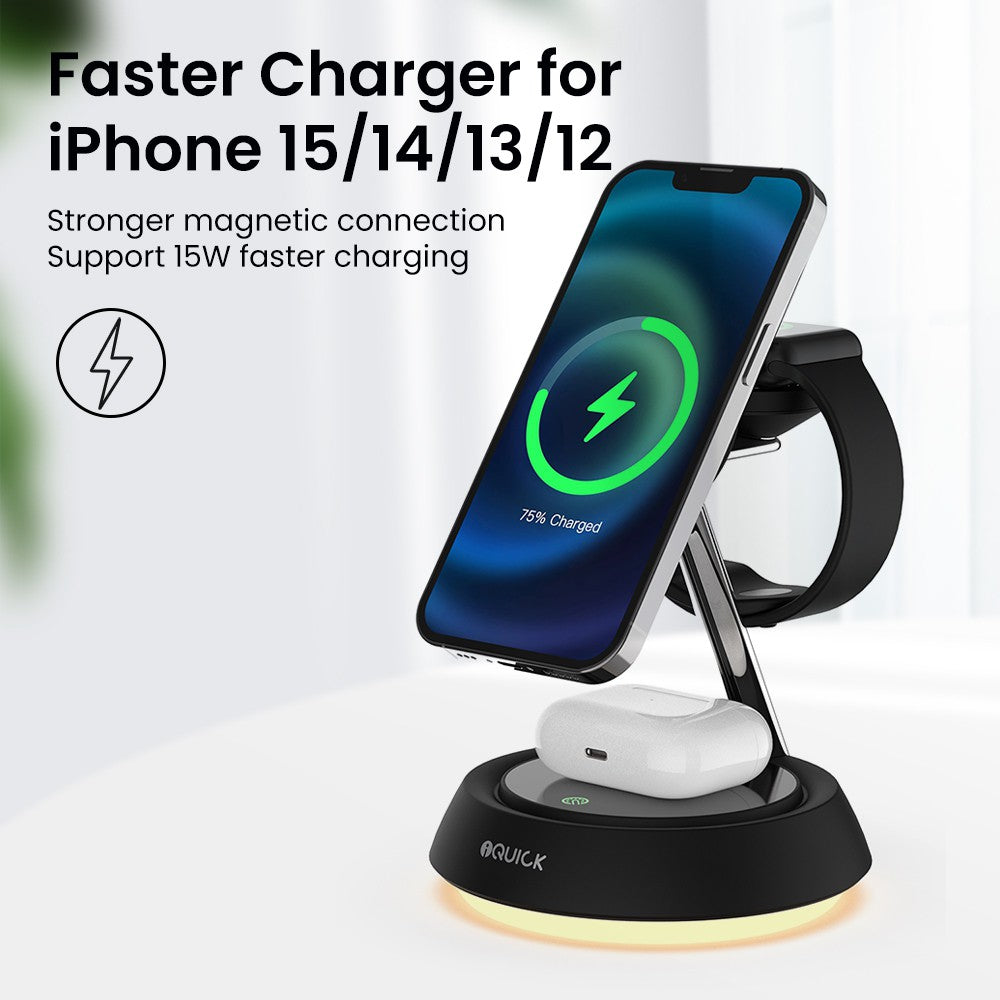 iQuick Twig 2 Multi Functions Wireless Charger with LED Ambient Light - White