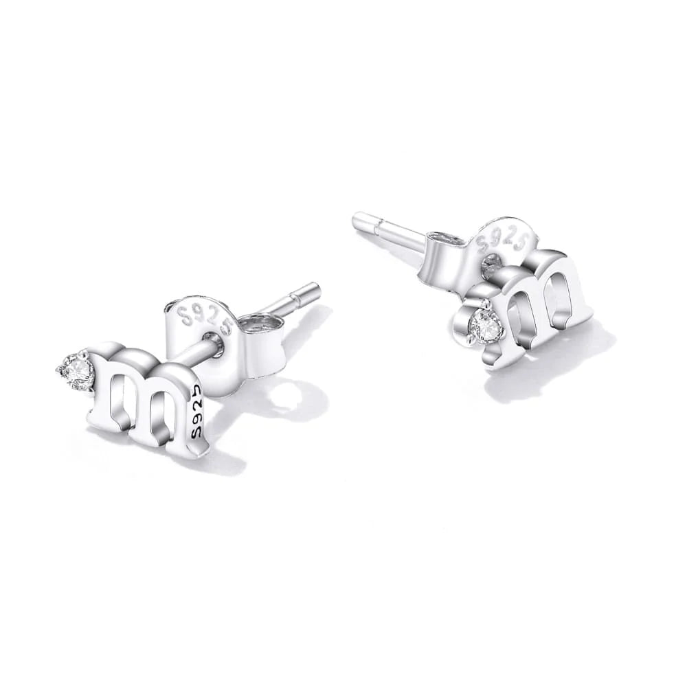 Solid 925 Signature Silver M&M Stud Earrings