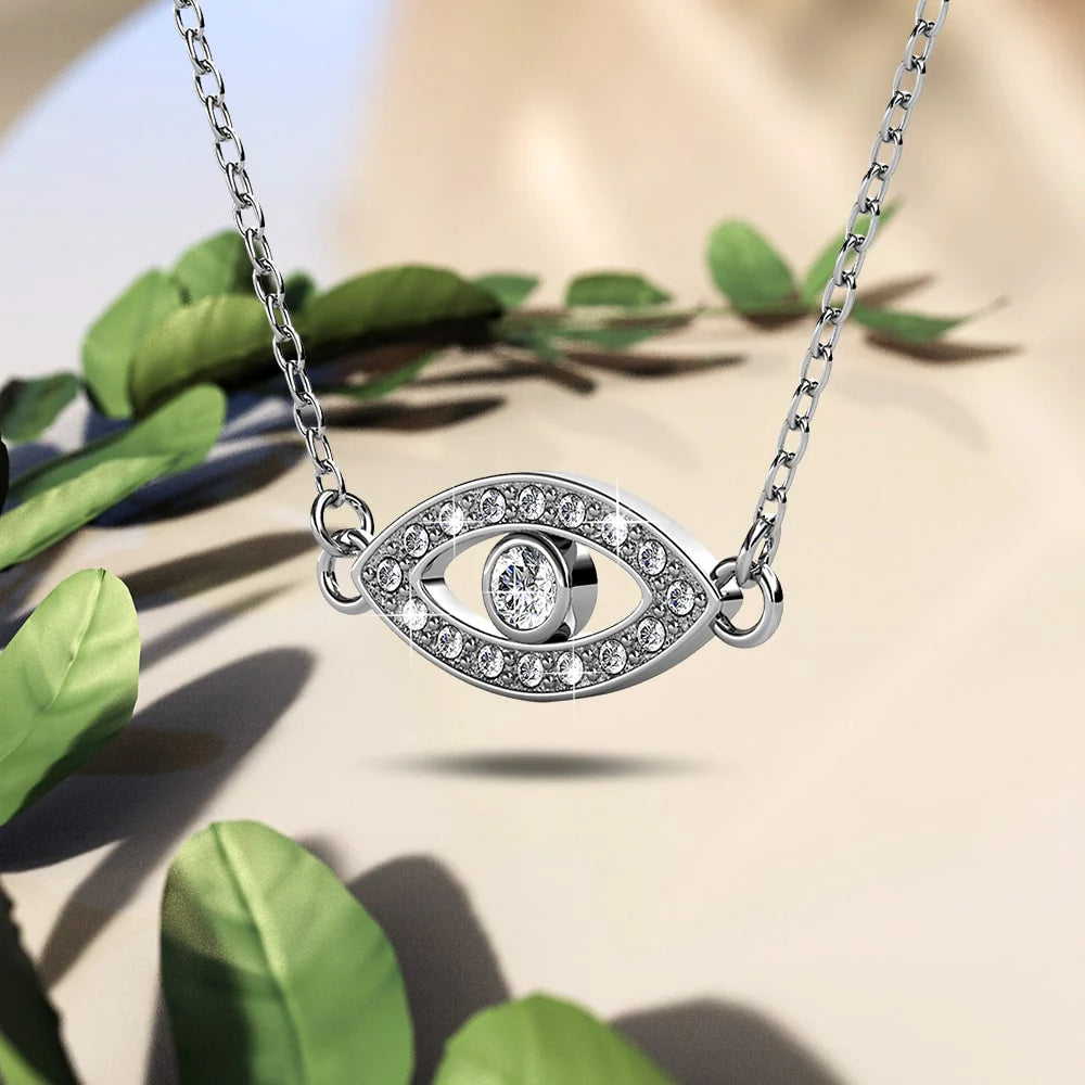 Krystal Couture White Gold Eye On You Pendant Necklace Embellished with Crystals from SWAROVSKI