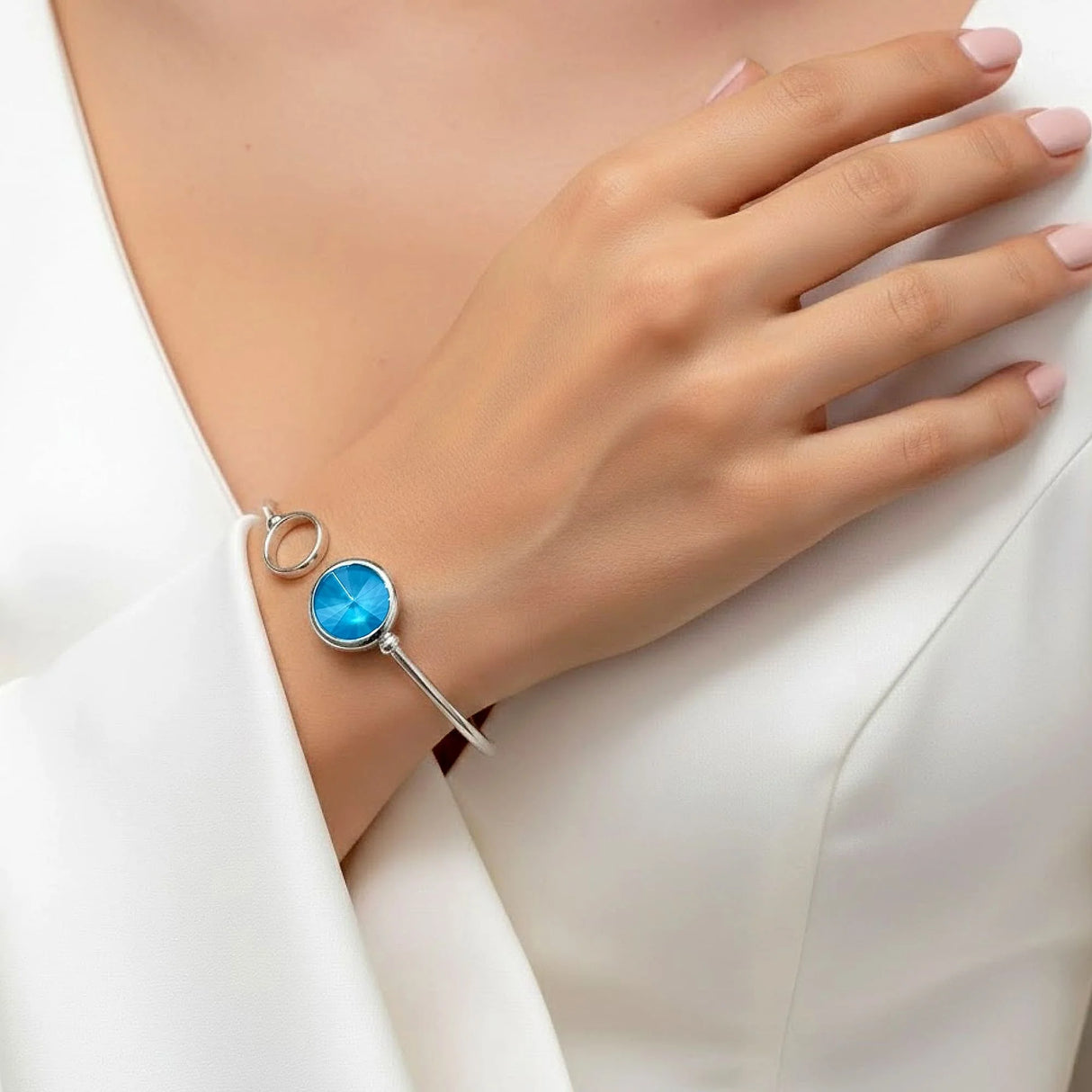 Krystal Couture Pristine Bangle White Gold Embellished with Swarovski Crystals