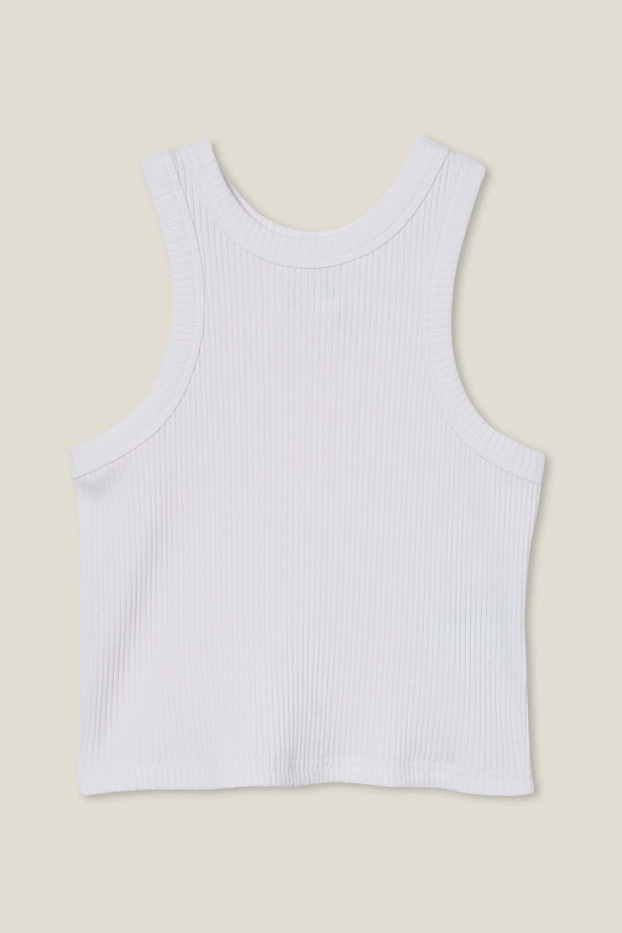 Cotton On Kids Girls Fitted Essential Tank - White Rib