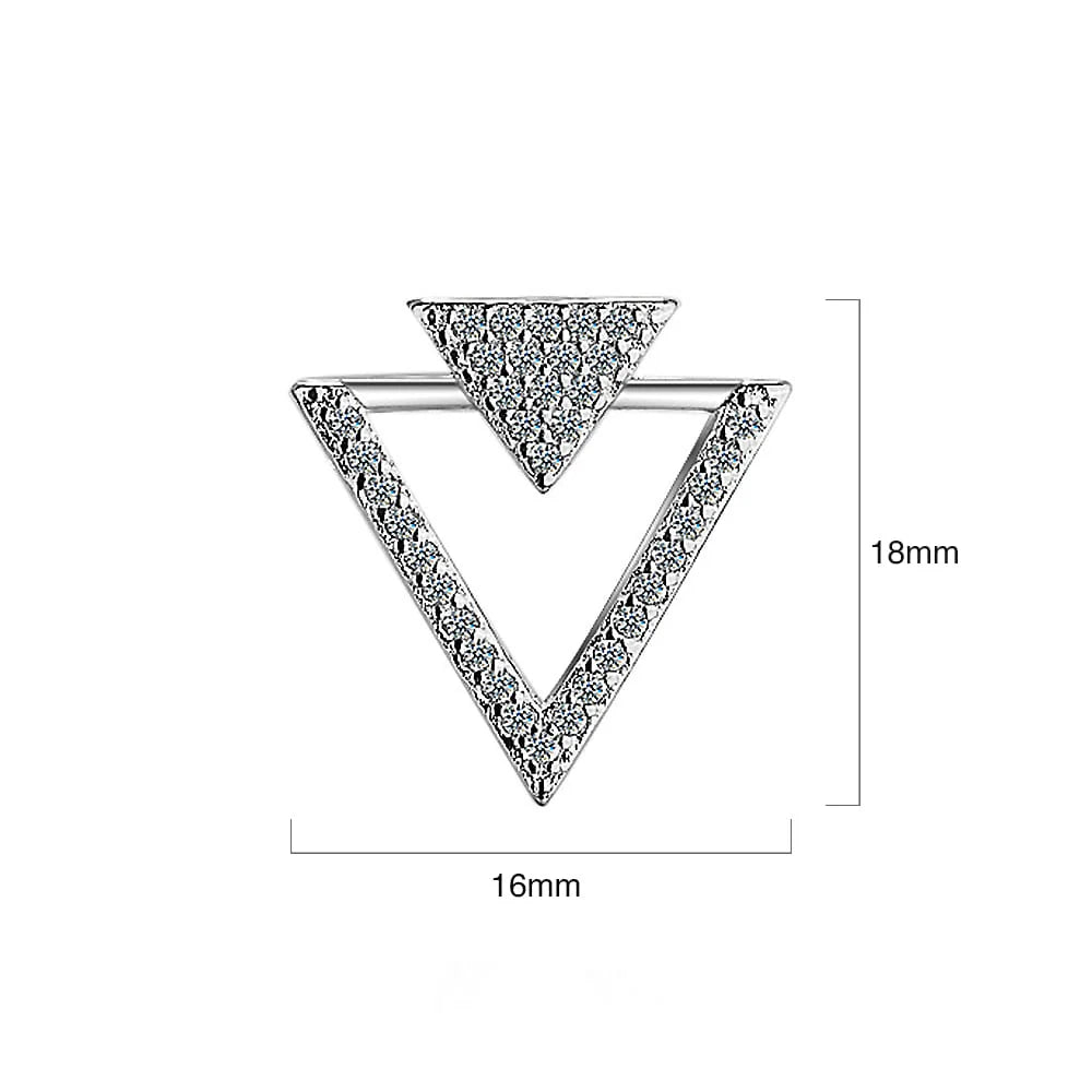 Bullion Gold Inverted Pyramid Stud Earrings White Gold