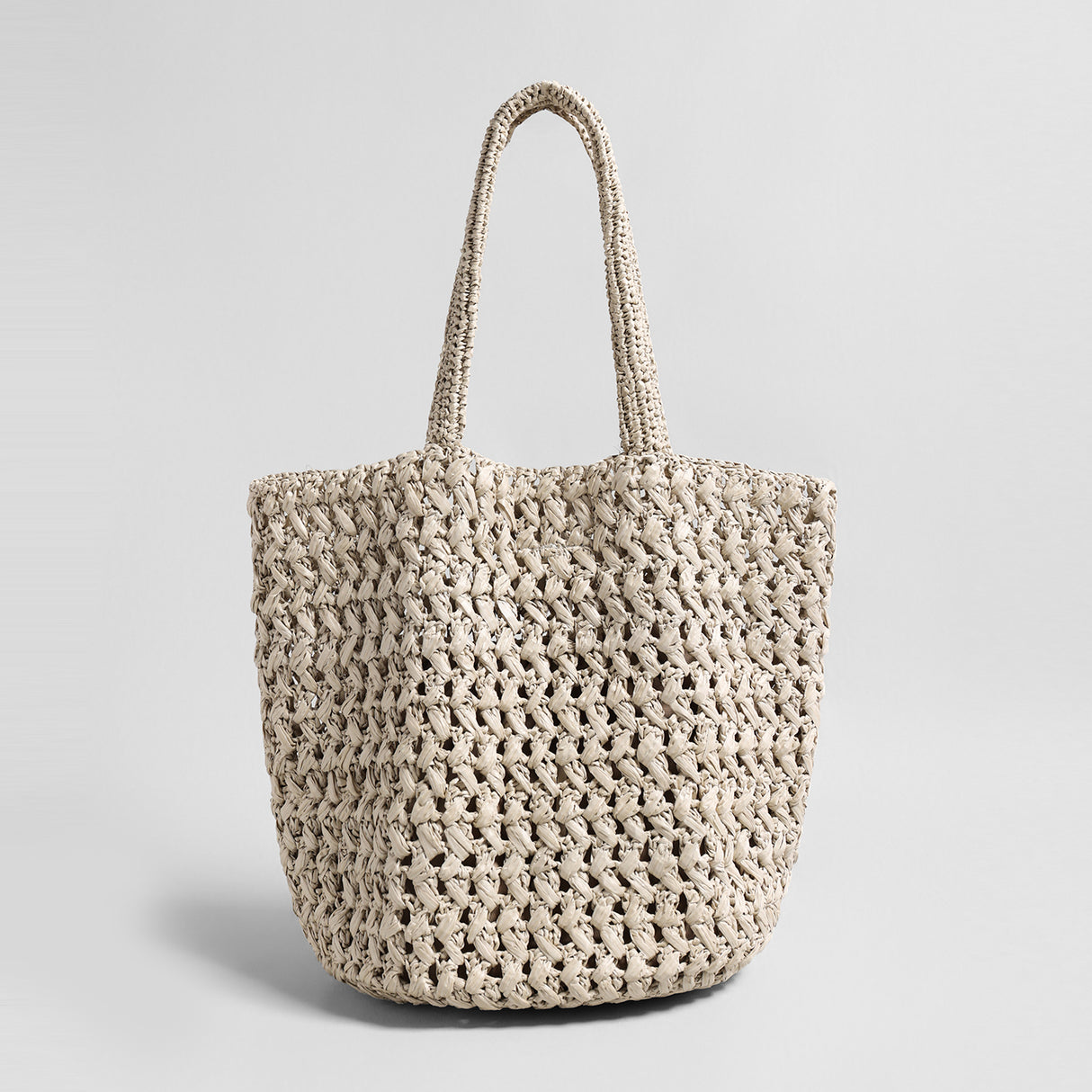 Handwoven Raffia Basket Tote - Ivory