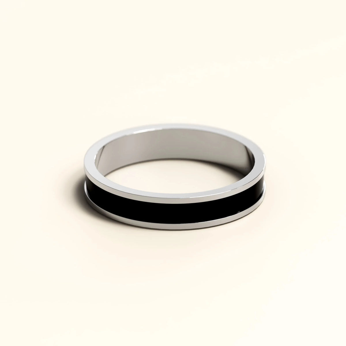 Bullion Gold Ceres Timeless Ring Black Enamel Ring in Silver