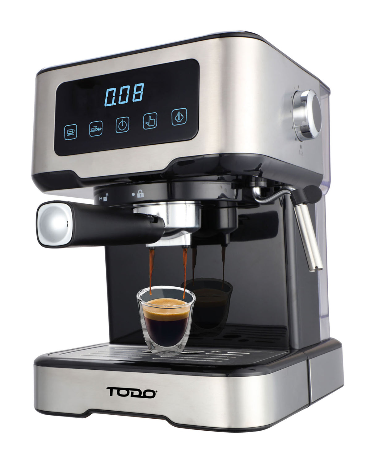 TODO Espresso Coffee Machine Maker Automatic Touch Control LED Display 15 Bar Pump 1.5L