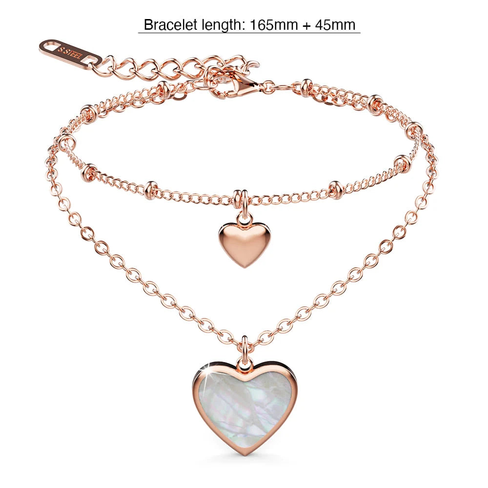 Bullion Gold River's Heart Bracelet in Rose Gold Stainless Steel