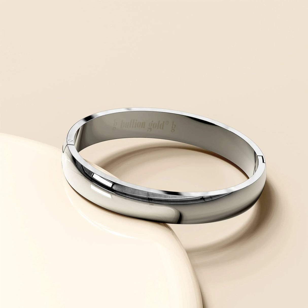Bullion Gold Solid Oval Stainless Steel Bangle with a High Polish Finish 8mm