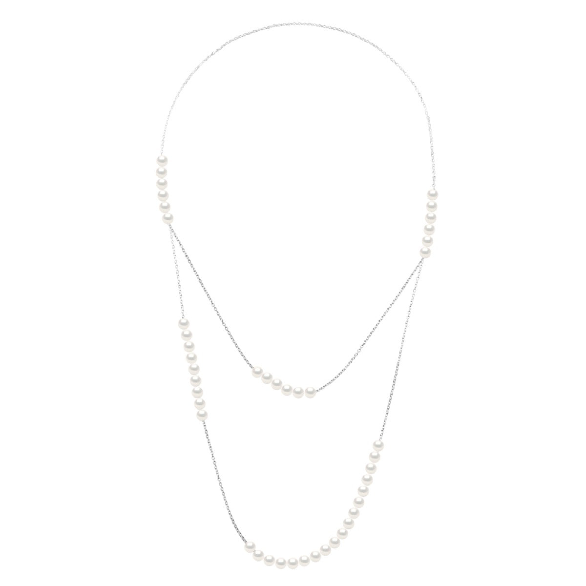 Double Long Necklace Prestige - Natural White - Longueur 42 cm