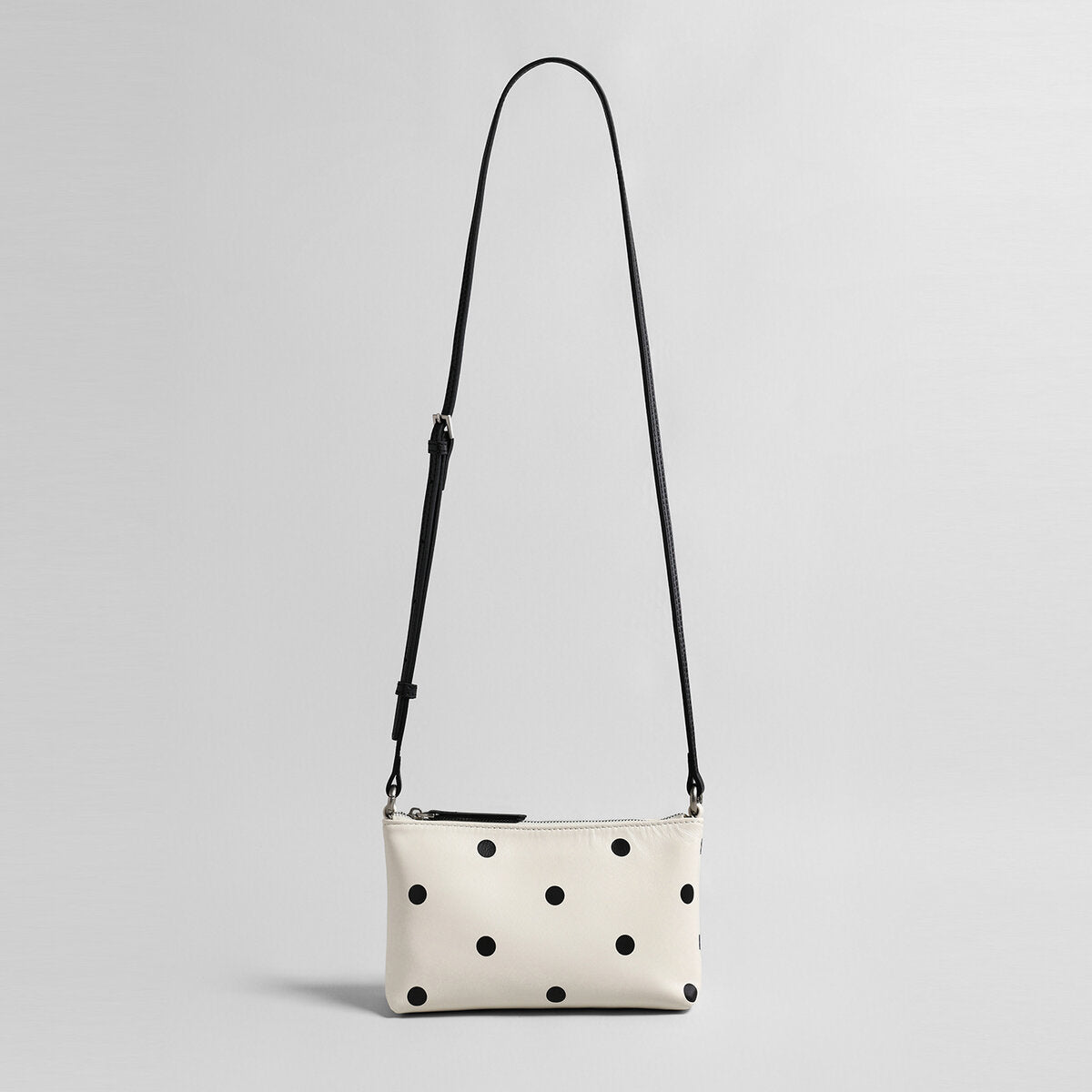 Polka Dot Leather Baguette Bag - Ivory