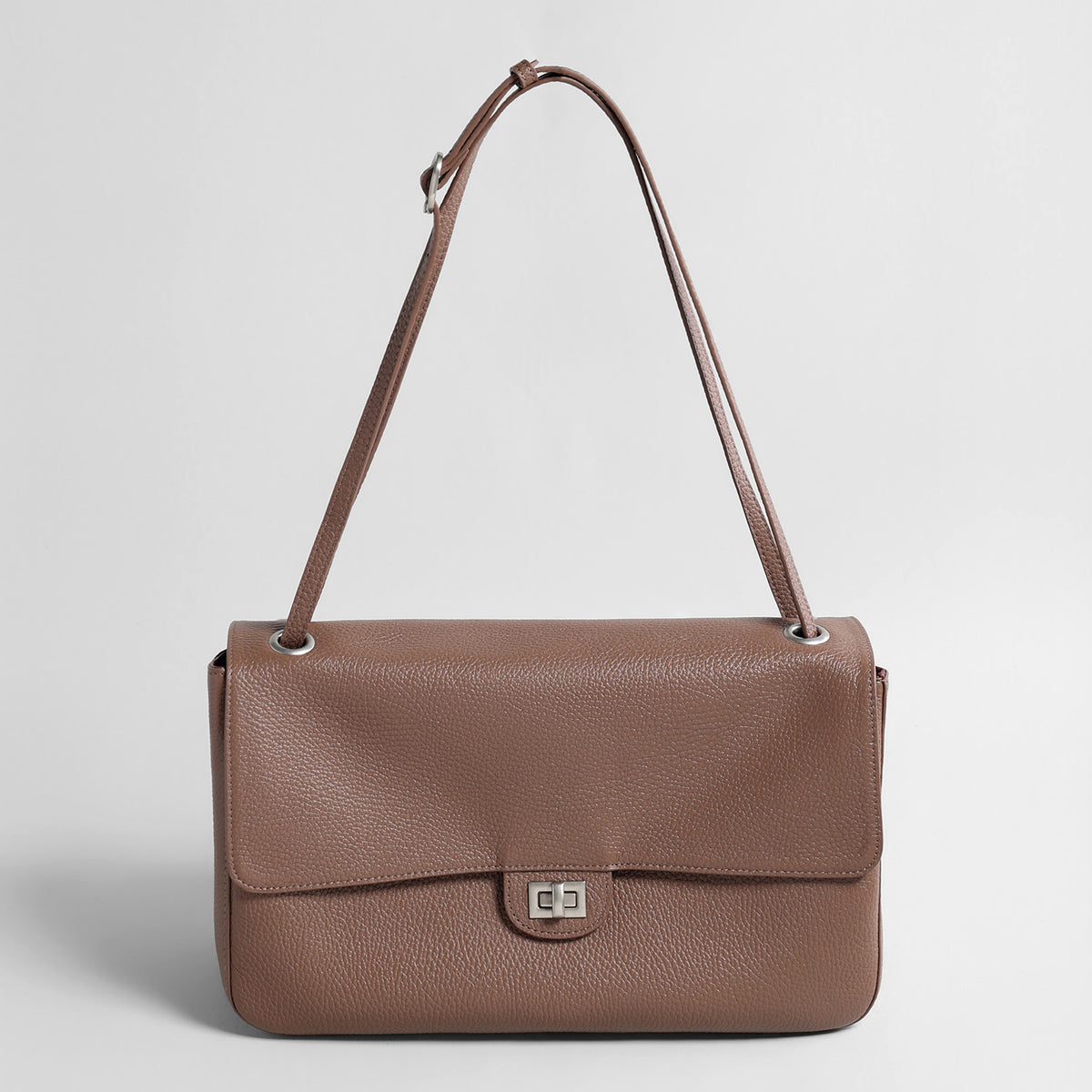 Vintage Turn-Lock Flap Bag – Pebbled Leather Shoulder & Underarm Bag