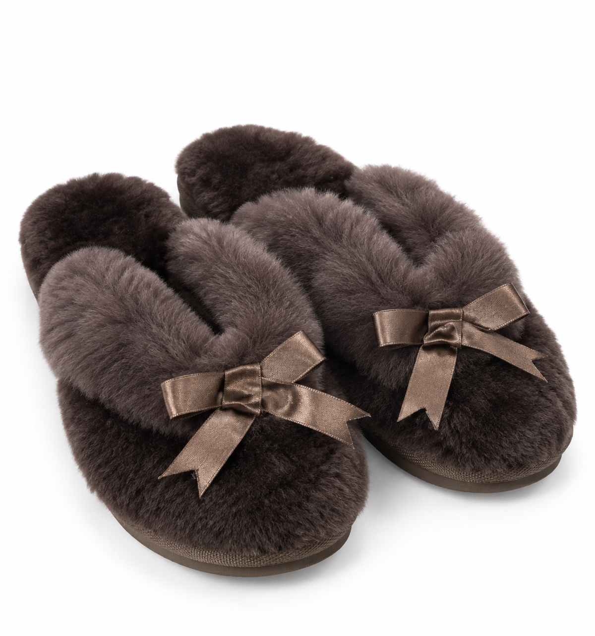 Australian Leather Ugg Classic Bow Thong Slippers - Chocolate - AU5
