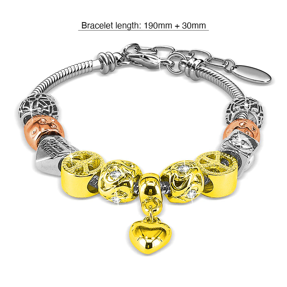 Krystal Couture Tri Tone Heart-Shaped Beaded Bracelet Embellished with SWAROVSKI Crystals