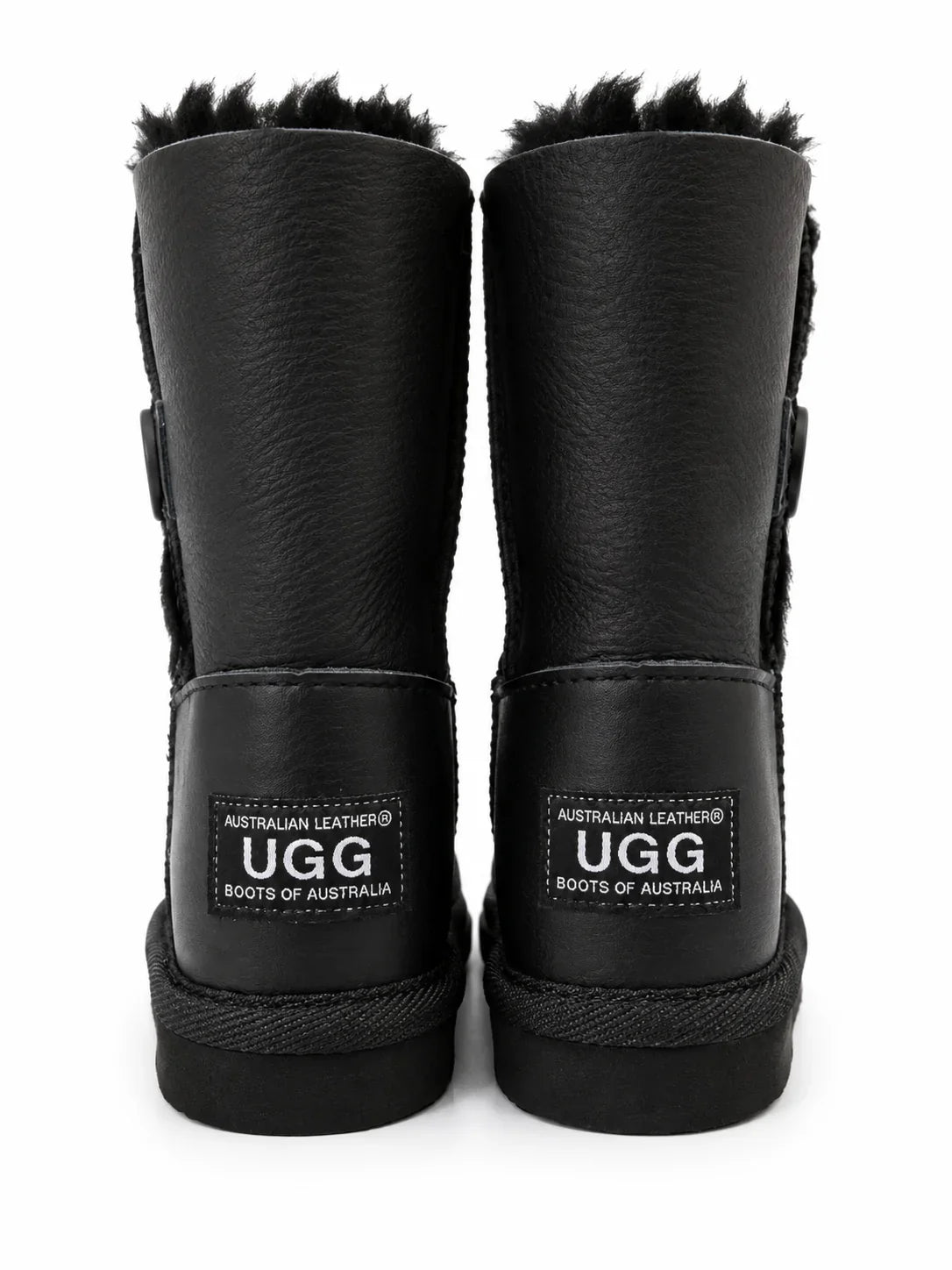 Australian Leather Ugg Kids Classic 1Button Short - Black - AU4