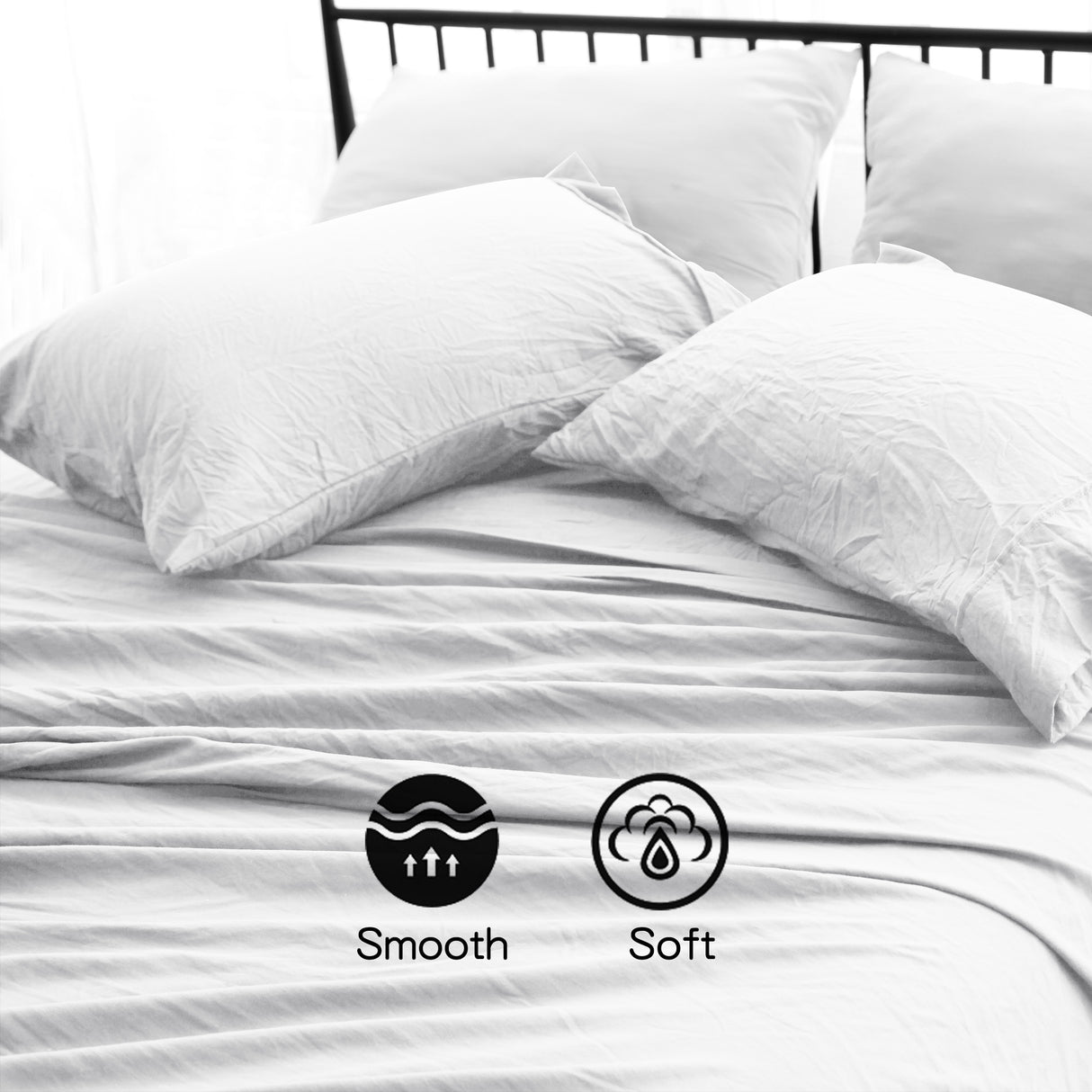 Ramesses Pebble Wash Linen Alternative Sheet Set - White