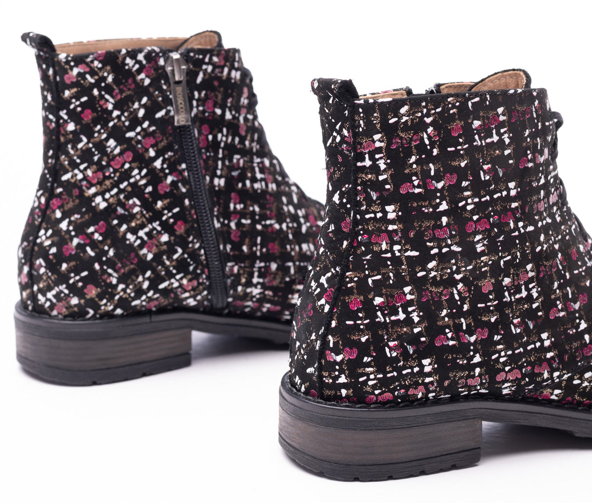 Bosccolo Womens Ankle Boots - Black/Burgundy/White