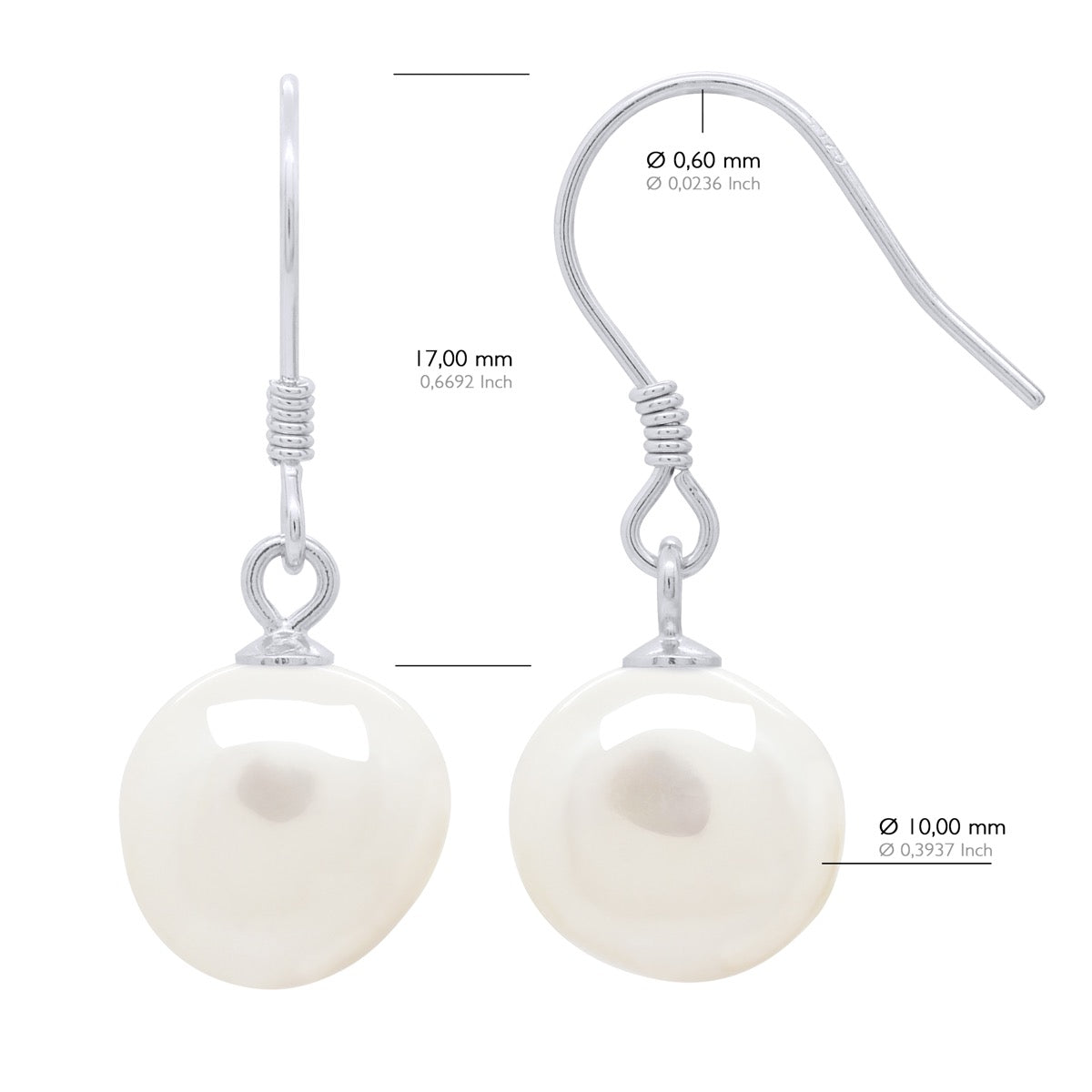 Hanging Earrings Real Cultured Freshwater Pearls Baroque 10-11 mm - Natural White - Longueur 18 cm