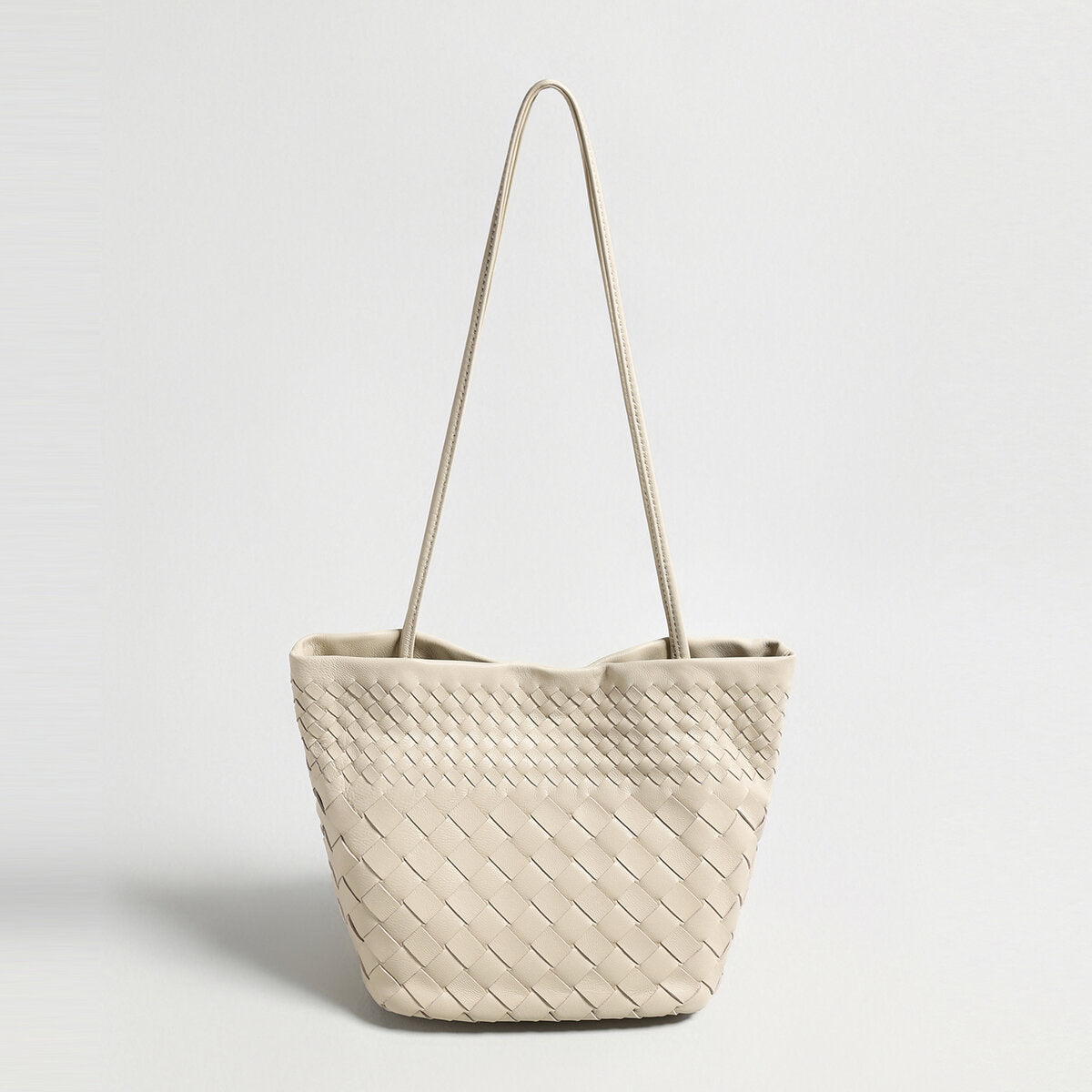 Handwoven Artisanal Leather Tote - Ivory