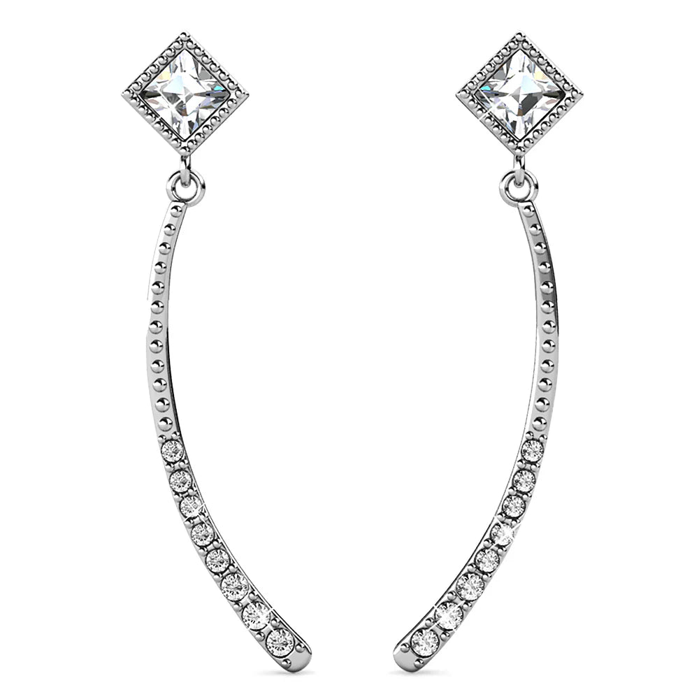 Krystal Couture Elegant White Gold Stud Earrings Embellished with SWAROVSKI Crystals