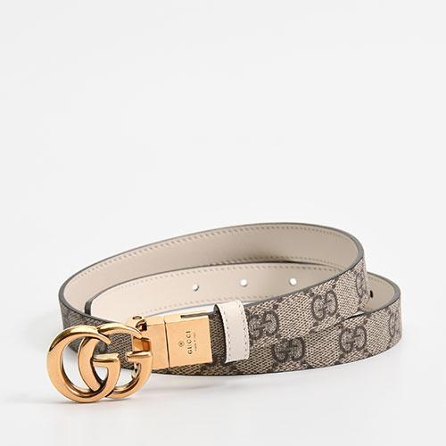 Gucci GG Logo Supreme Monogram Reversible Women'S Belt - Brown/White