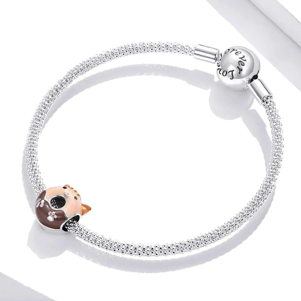 Solid 925 Sterling Silver Cutie Cat Pandora Inspired Charm