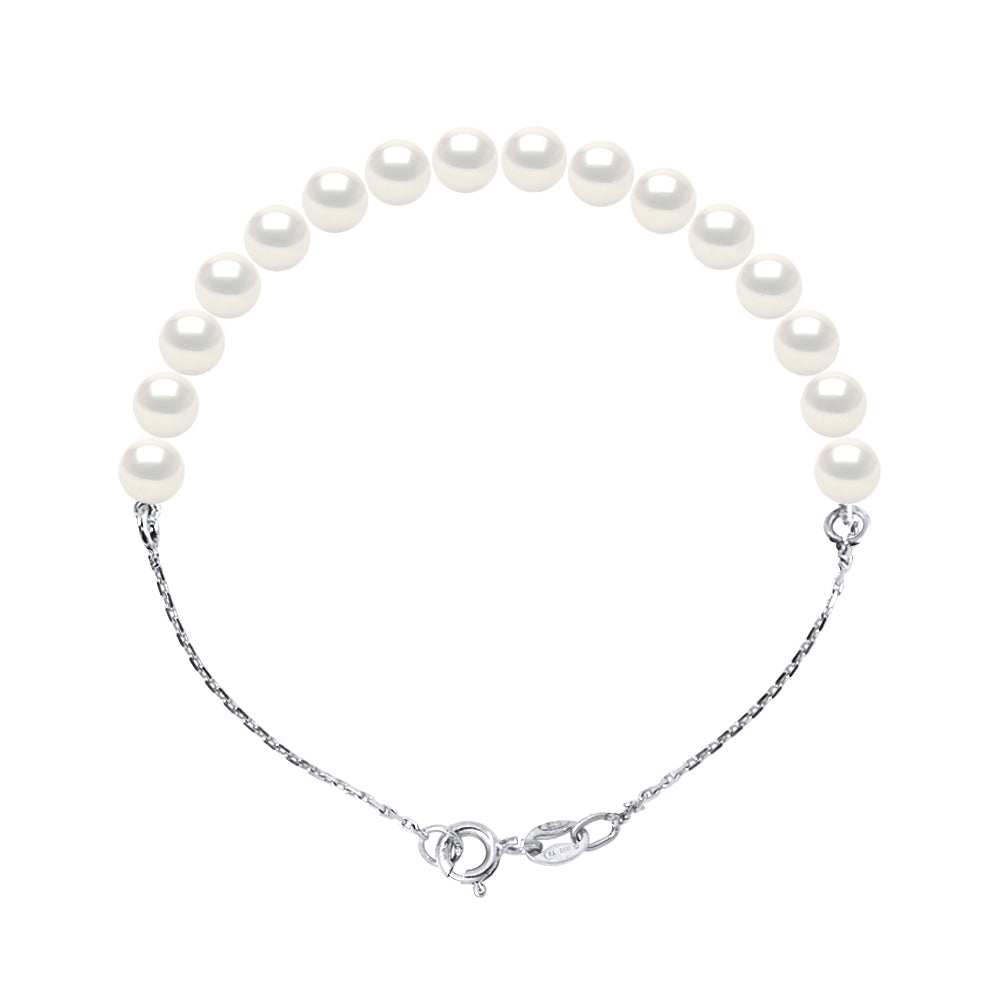 Bracelet Real Cultured Freshwater Pearl Round 6-7 mm - Natural Pearl White - Longueur 42 cm