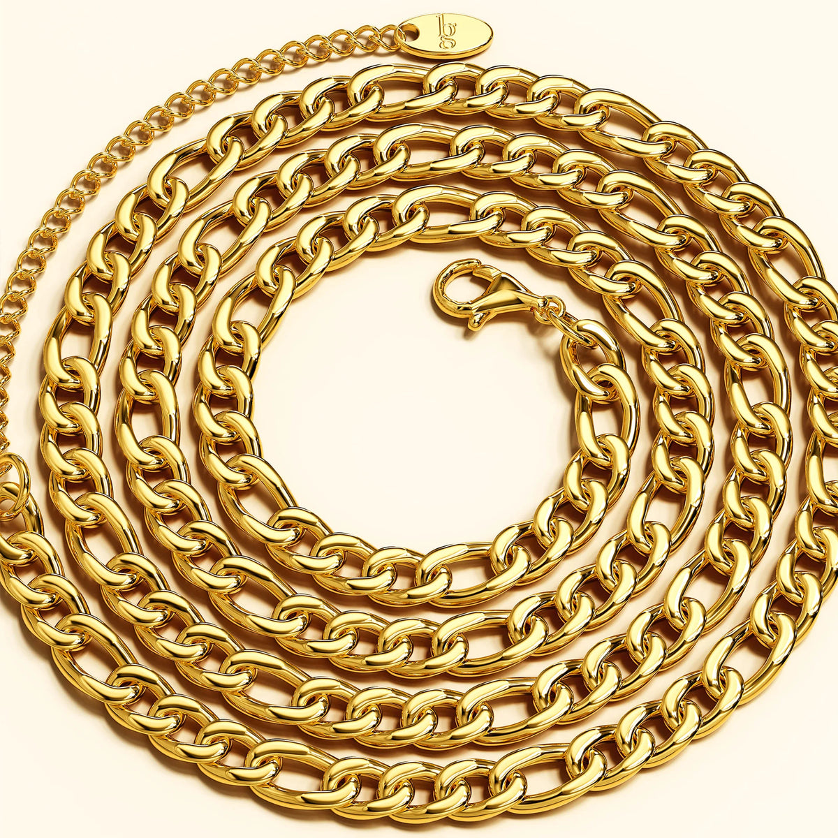 Bullion Gold Figaro Chain Link Gold Plated Necklace