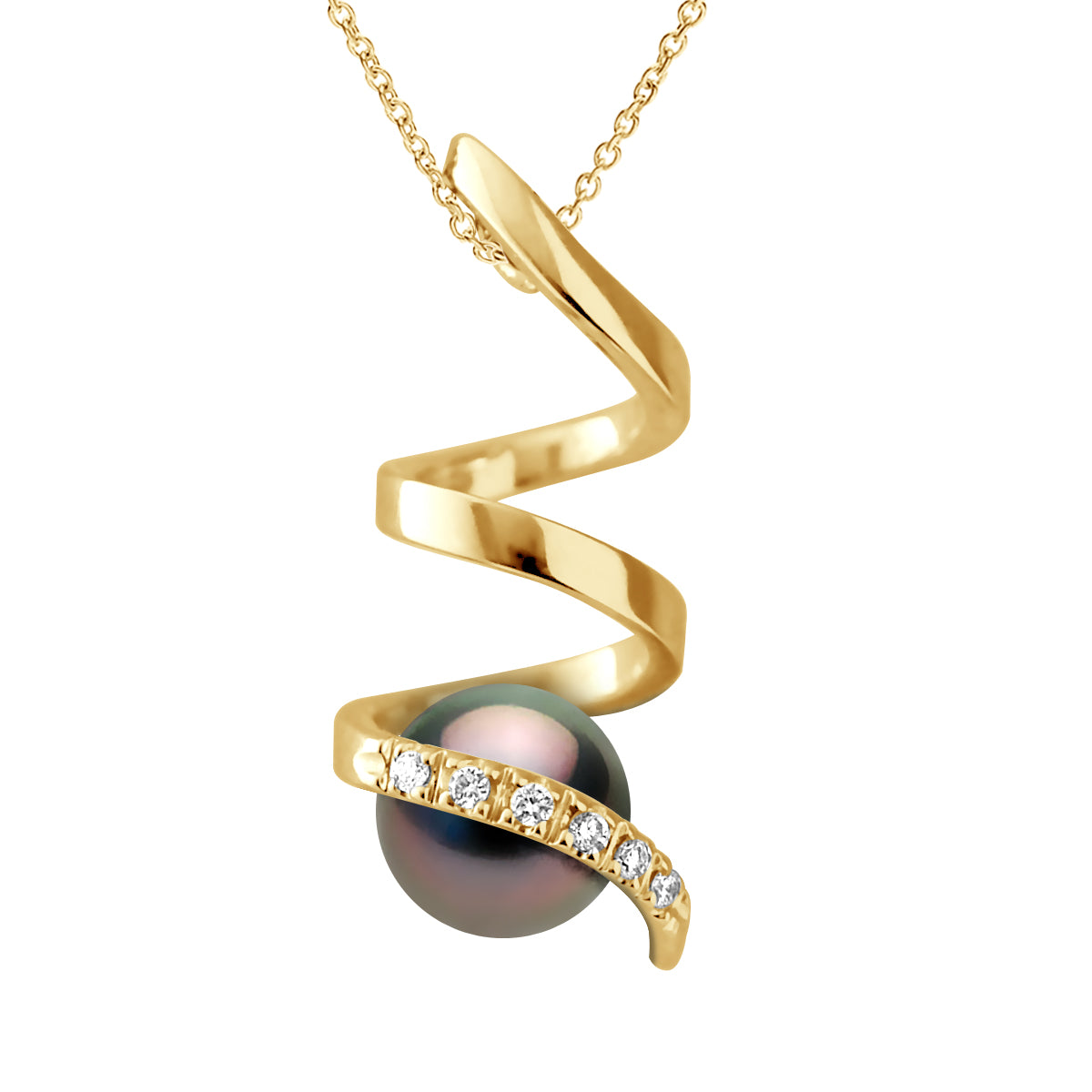 Pendant Spiral Diamonds 0,06 Cts ( 6 X 0,01 Cts ) - Longueur 42 cm