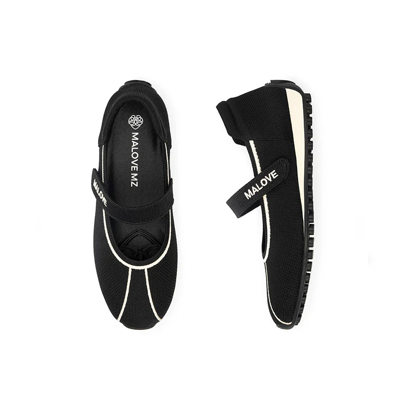 Sport Ballet Mary Jane Flats - Black