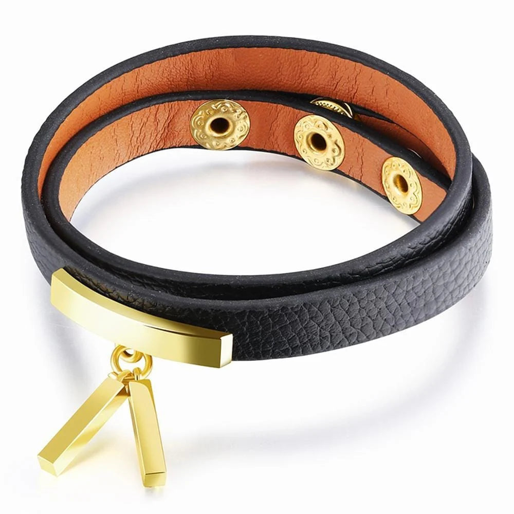 Ingenious Leather Wrap Bracelet Black