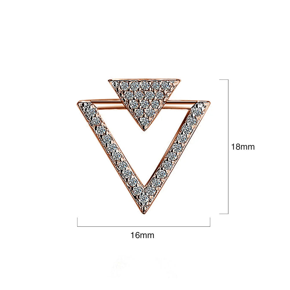Bullion Gold Inverted Pyramid Stud Earrings Rose Gold