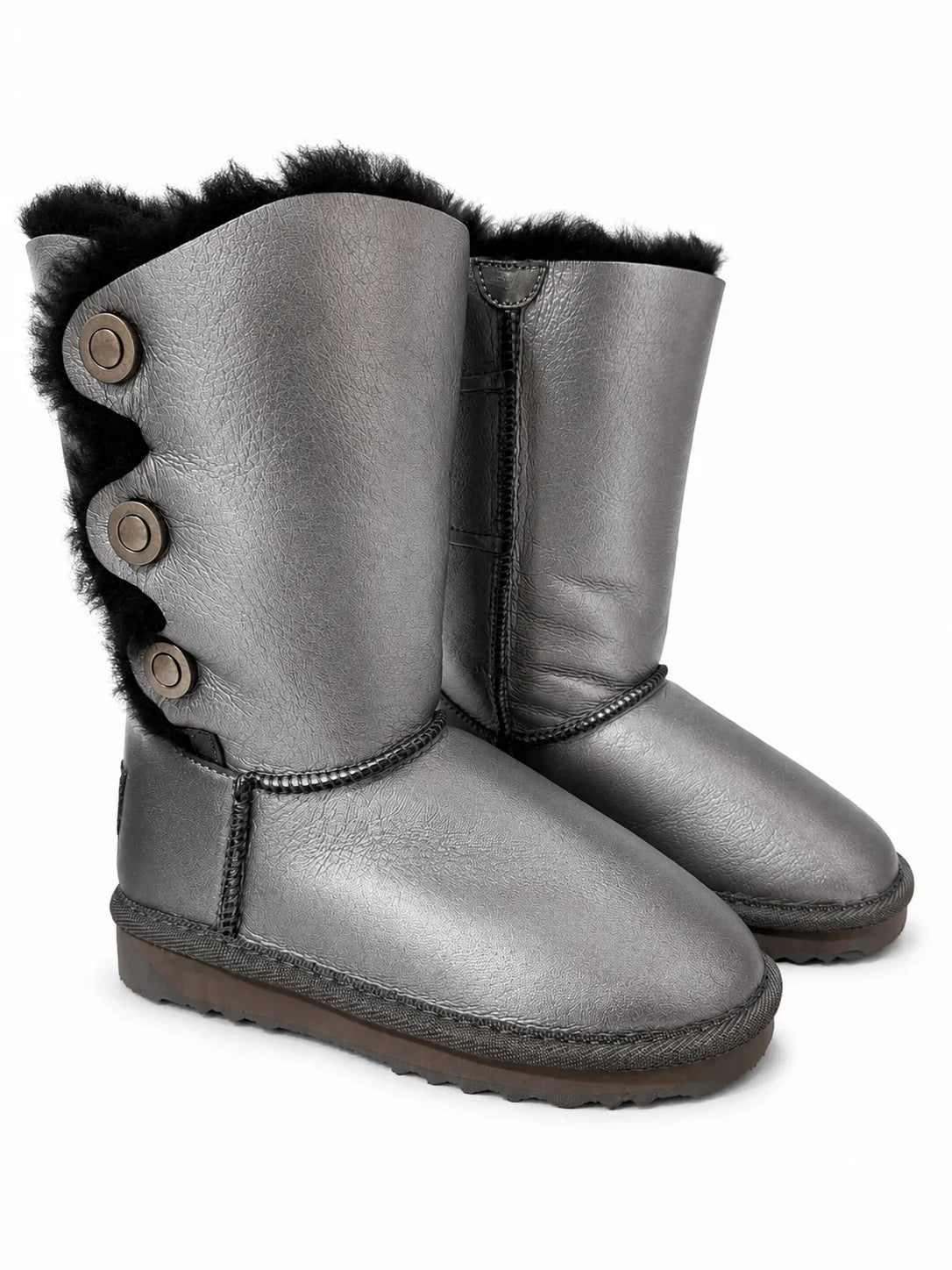 Australian Leather Ugg Classic Short Triple Button - Metallic Gunmetal - AU4