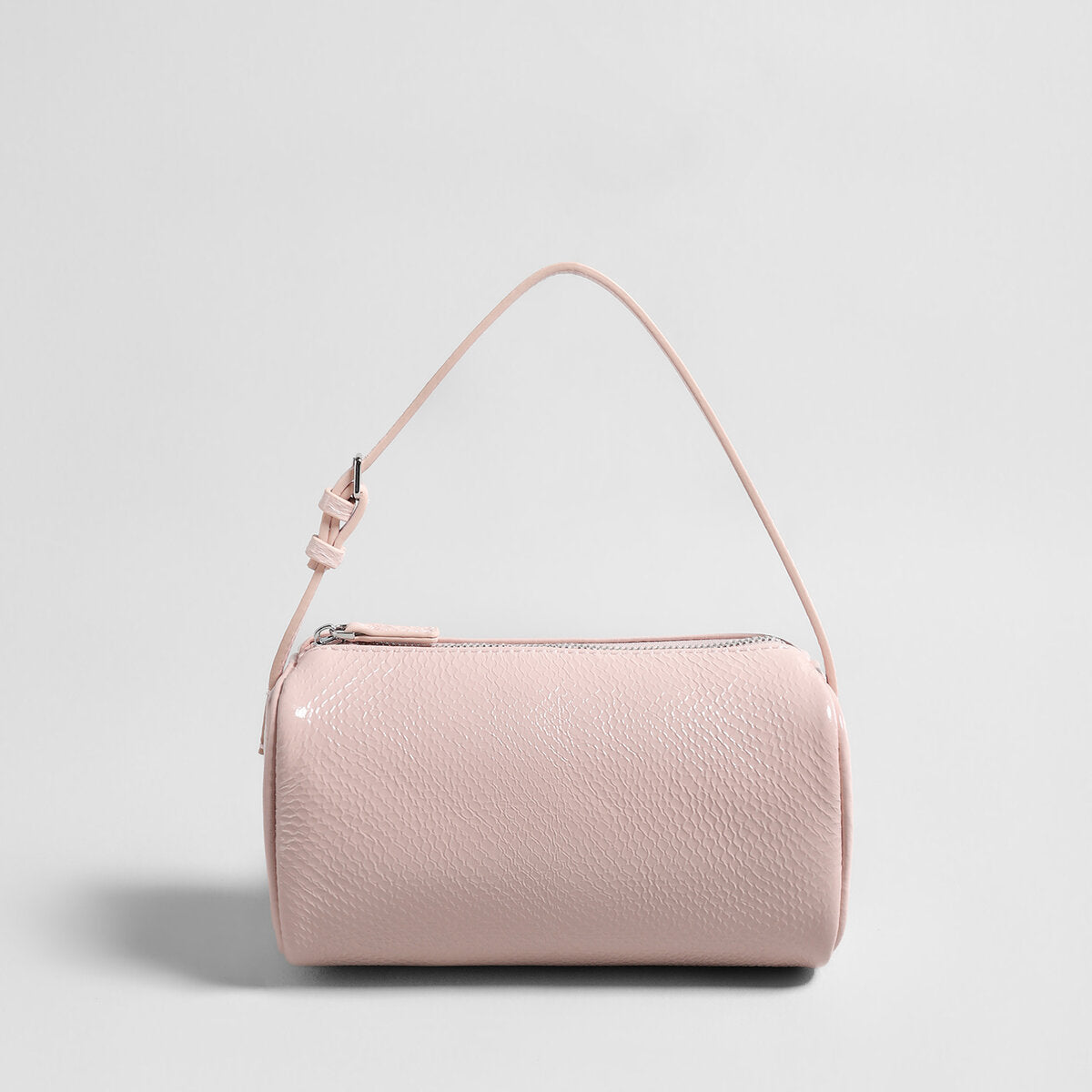 Patent Embossed Calfskin Cylinder Bag - Pink
