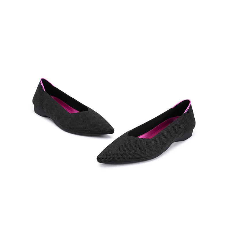 Charlotte Casual Pointed Toe Commuter Flats - Black