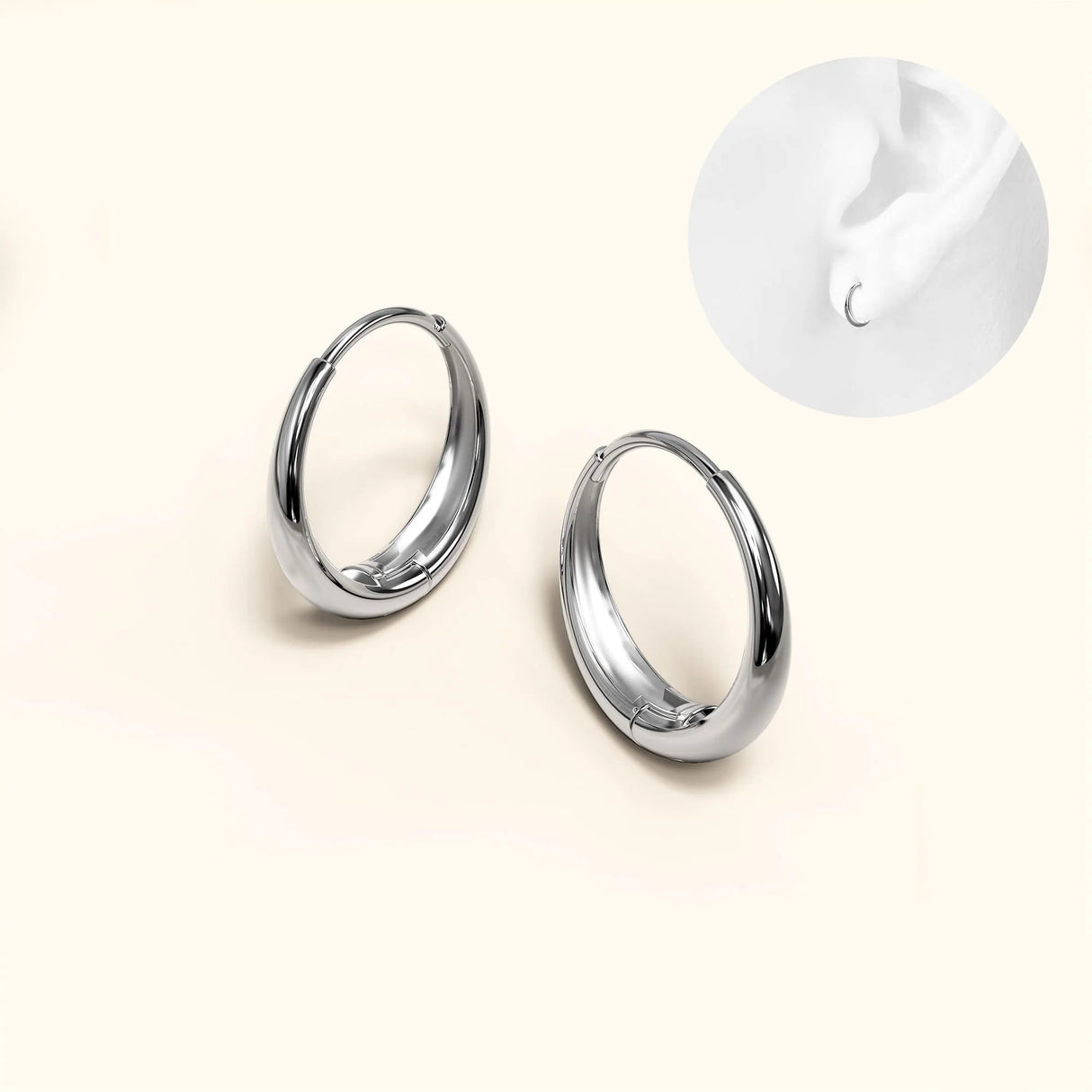Bullion Gold Ciara Chic Graduated Hoop Earrings White Gold
