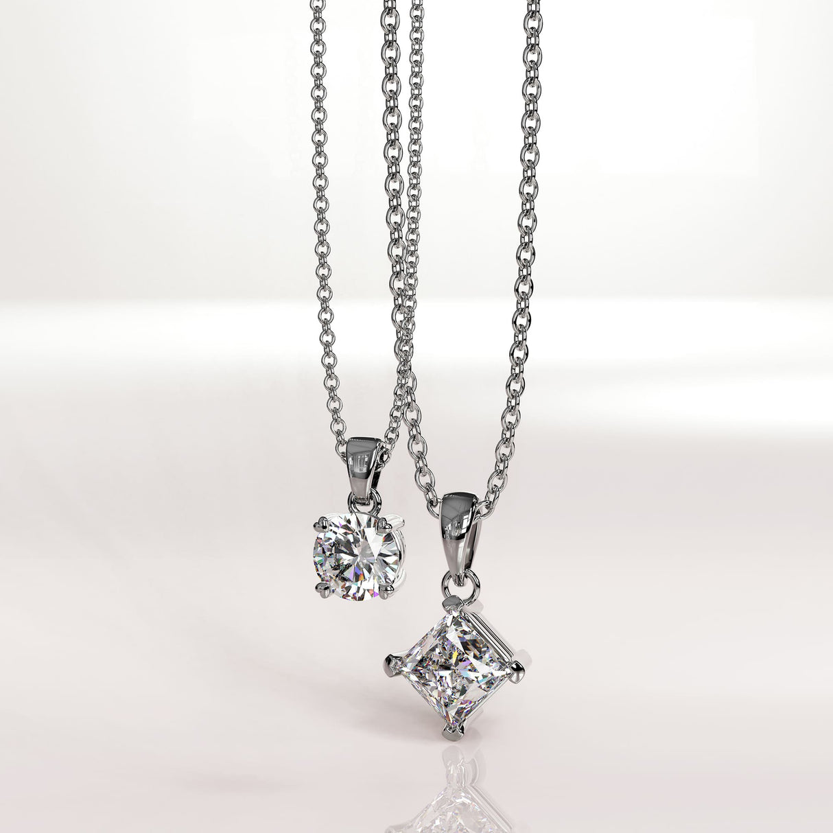 Krystal Couture Square-Cut Pendant Necklace Embellished with SWAROVSKI Crystals in White Gold