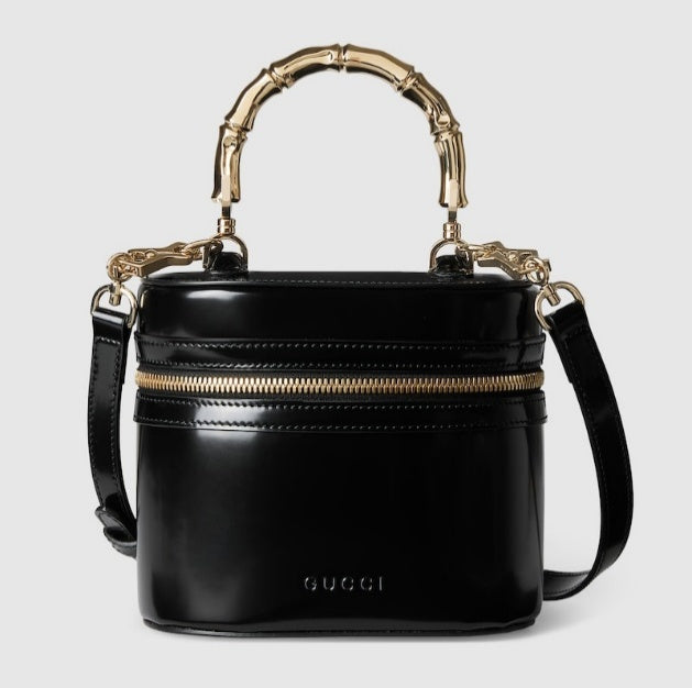 Gucci Leather Bucket Vanity Shoulder Bag - Black