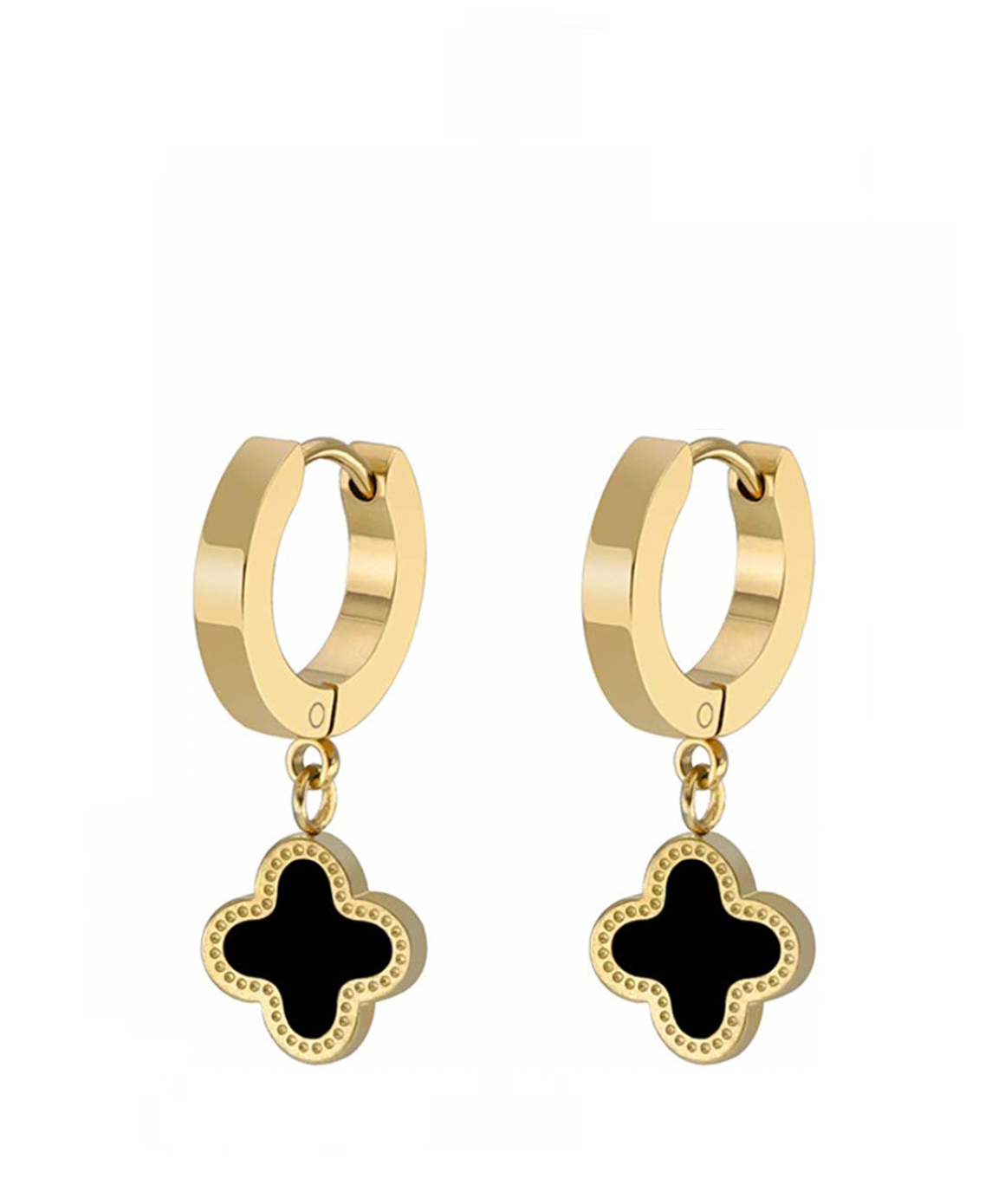 Liv Oliver 18K Gold Black Motif Drop Earrings
