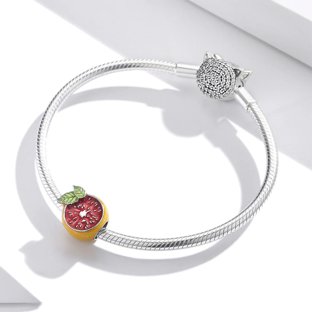 Solid 925 Sterling Silver Easy Squeezy Lemon Pandora Inspired Bead Charm