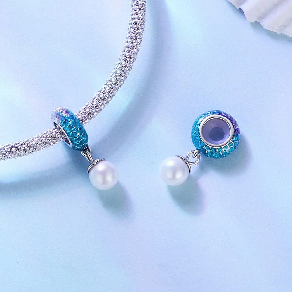 Solid 925 Signature Silver Pearlescent Mermaid Whispers Charm