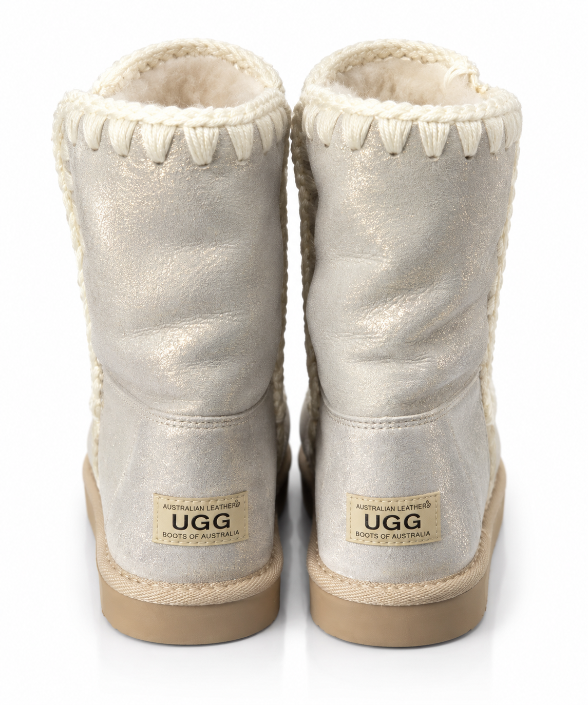 Australian Leather Ugg Short Trim Eskimo - Silver - AU9